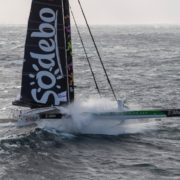 Brest Atlantique, while Maxi Edmond de Rotschild is leading, Sodebo is retiring